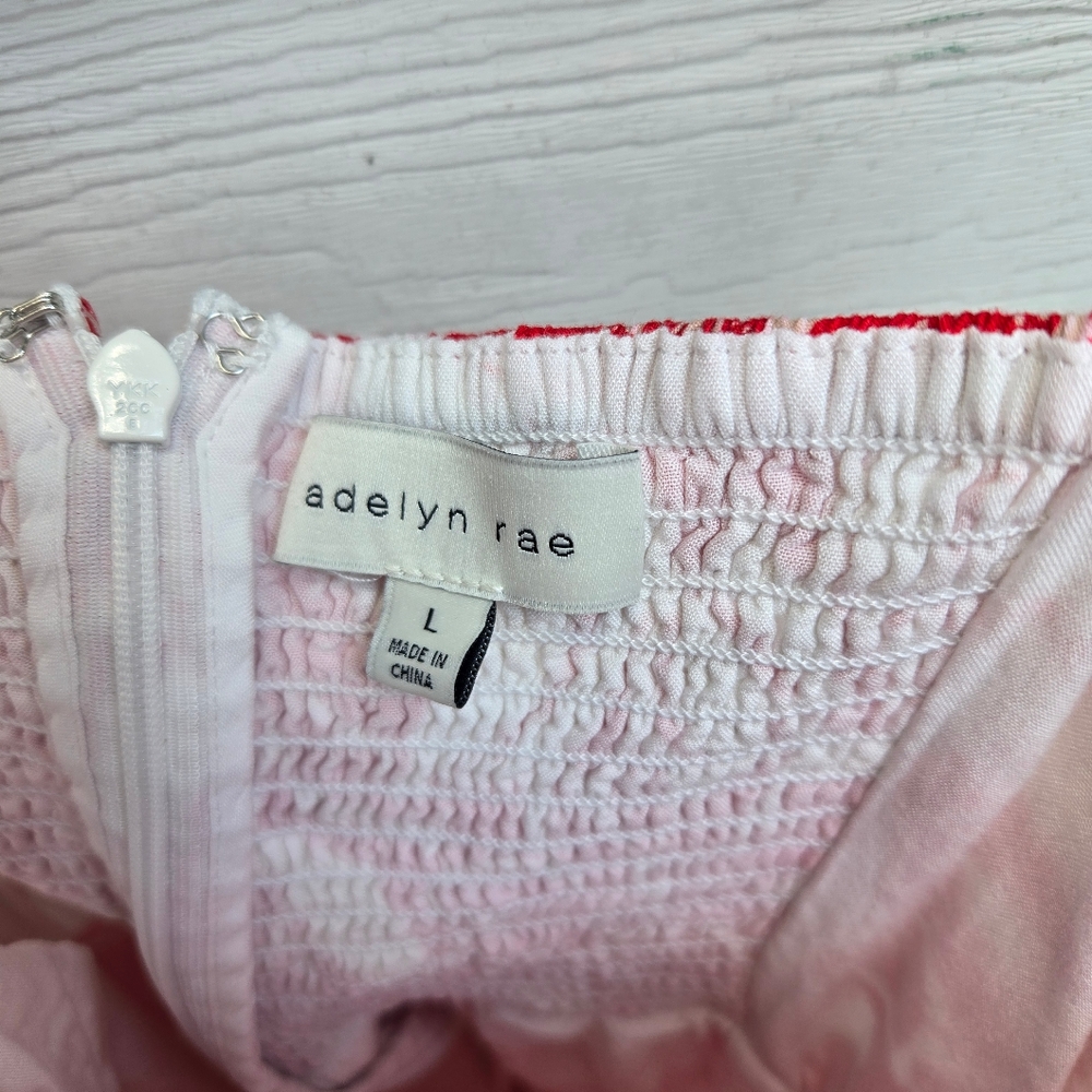 Adelyn Rae Red and White Floral Dress Size L - Picture 4 of 6